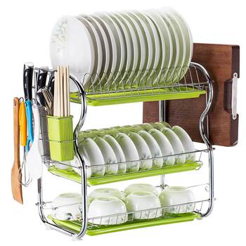 Floor-standing double-layer tableware storage artifact kitchen storage rack