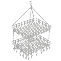 Sock drying artifact stainless steel balcony tile mesh bag clothes drying basket multi-clip underwear hook windproof baby multi-function