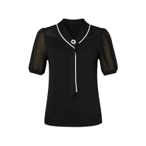 Cole Tier short-sleeved sweater womens ice silk top v-neck slim summer new style