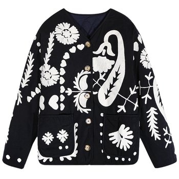 Luoluo introduction embroidered loose cotton coat for women Luoluo introduction embroidered loose cotton coat for women