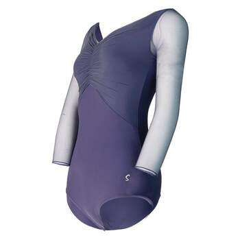 Sansha French Sansha Dancewear for Women, Ballet Practice Leotard with Stretchy Mid-Sleeve, V-Neck, Large Back