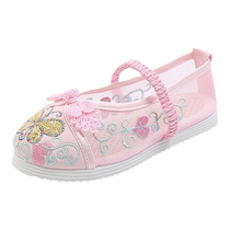 Childrens shoes childrens breathable mesh shoes Chinese style girls embroidered shoes ethnic style old Beijing Hanfu cloth shoes summer style breathable