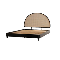 Southeast Asian retro bed wabi-sabi simple rattan ash wood 1 5 meter bed B&B hotel 1 8 meter double master bed