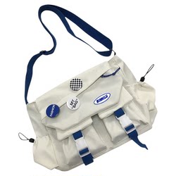 ins Large-Capacity Work-Style Crossbody Bag for Female College Students, Suitable for Carrying Books, Trendy and Cool Japanese-Style Shoulder Bag for Men