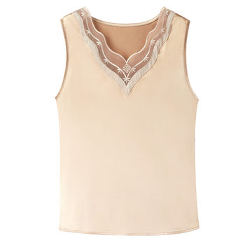 Mulberry Silk Hangzhou Silk Camisole Women's Bottoming Lace V-neck Sleeveless Top Ice Silk Matching Suit