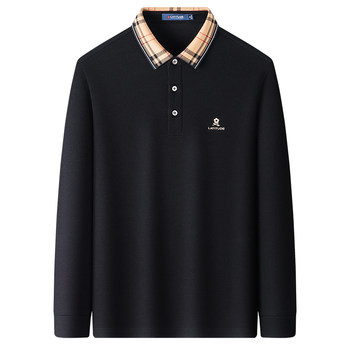 Montagut double-sided mercerized cotton plaid lapel polo shirt