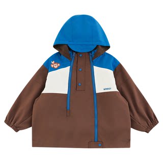 幼悠童装儿童冲锋衣外套男童加绒加厚秋冬款上衣连帽防风保暖冬装