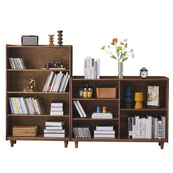 Solid wood light luxury japanese low bookcase floor-standing storage rack