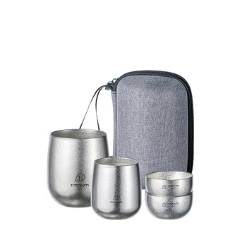 Double-layer insulated crystal colorful pure titanium outdoor tea cup