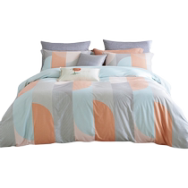Mengjie four-piece set of pure cotton quilt cover sheets simple student single and double bedding