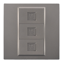 Type 86 concealed 3-port 10G network panel CAT7 gray dual straight-through three-position Category 7 network cable computer socket