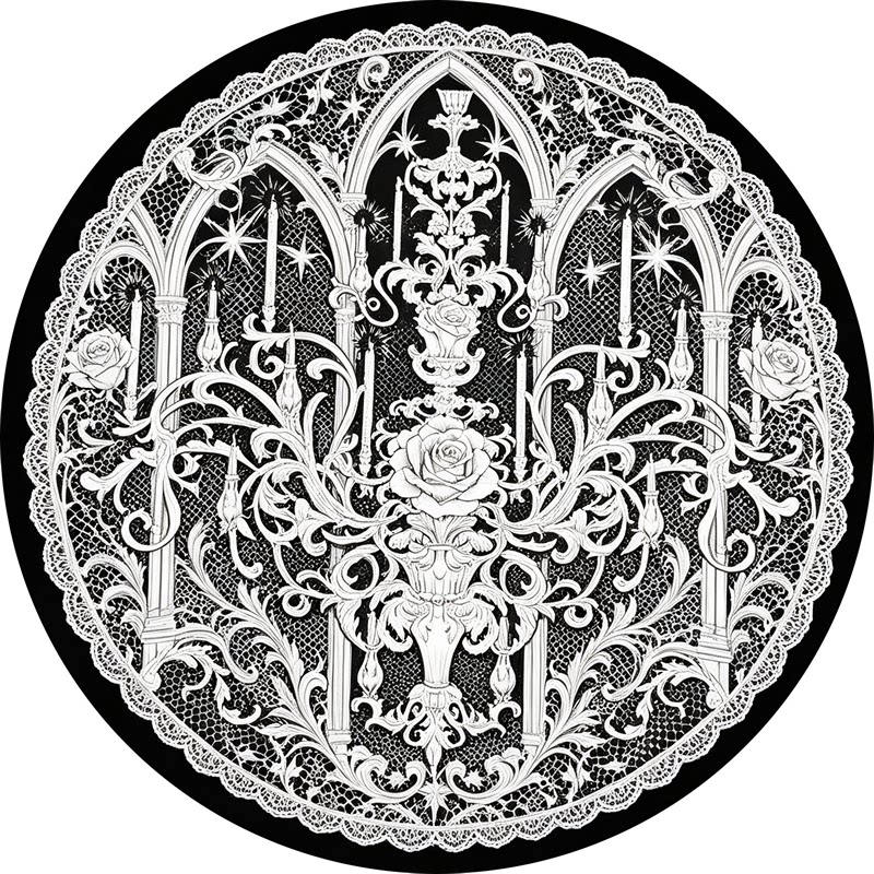 Retro Gothic Style Round Carpet Mouse Pad Desk Mat Dressing Mirror Carpet Girl Bedside Carpet Photo Background Mat