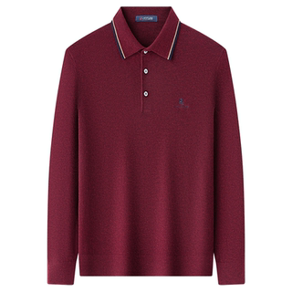 [高支细纱/保暖柔软]梦特娇25秋冬男士翻领毛衣针织polo衫打底衫J