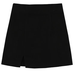 ສິ້ນສັ້ນສີດຳ A-line skirt 2024 new high-waisted slimming slit one-step skirt skirt short elastic hip skirt