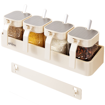 Kitchen stainless steel seasoning rack seasoning salt jar bottle on wall-mounted seasoning jar storage box rack