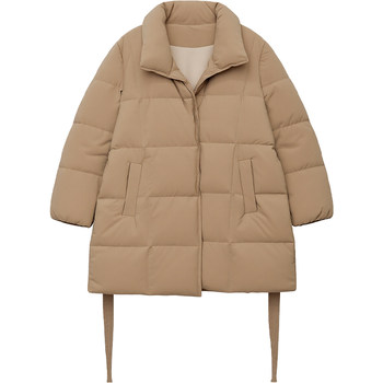 Dm100 large size 100% women's slightly fat mm winter shoulder strap waist mid-length down jacket