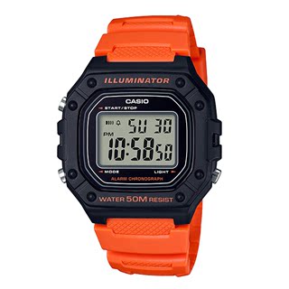 Casio sports luminous alarm outdoor multi-function electronic watch couple men's and women's watch W-218H-4B2/3A