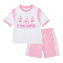PawinPaw cartoon bear childrens clothing 2024 summer new parent-child clothing contrasting color sports short-sleeved suit casual