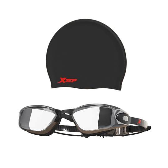 特步泳镜近视带度数男款高清防雾防水专业装备女泳帽游泳眼镜套装