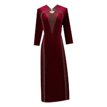 Spring gold velvet wedding dress for mother-in-law 2024 new style female noble and foreign style mother-in-law dress