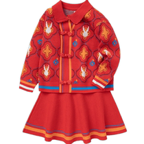 Balabala childrens clothes girl suit Spring and autumn clothes baby out to wear a collar child Two sets of foreign air