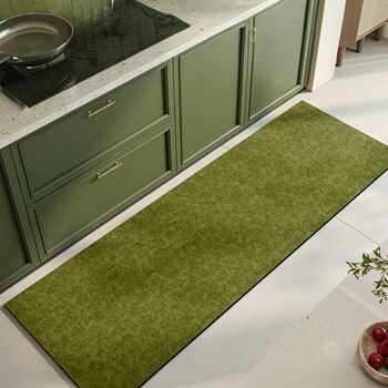 Kitchen floor mats green medieval style non-slip and stain-resistant household diatom mud foot pads water-absorbent l-shaped no-wash special carpets