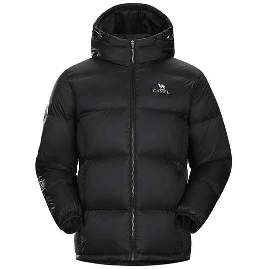 Camel Chaqueta de pan repelente al agua para hombre Chaqueta de plumón corta repelente al agua con capucha de otoño e invierno para hombre