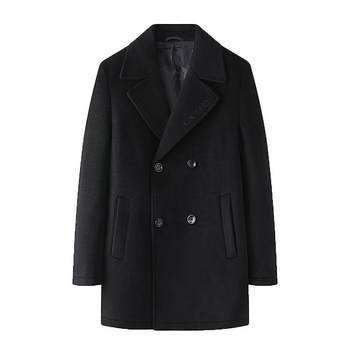 Sea-cut label coat double-breasted double-sided tweed coat