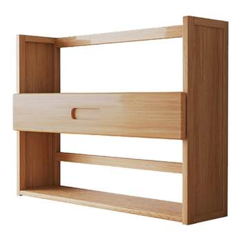 Simple desktop bookshelf dormitory multi-layer storage rack for home student desk organization shelf solid wood belt pull storage rack
