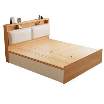 Solid wood tatami storage bed bedroom single and double bed