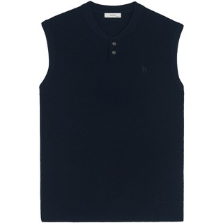 Hazzys haggis otoño casual henry collar cardigan chaleco suéter de los hombres de color sólido moda interior top