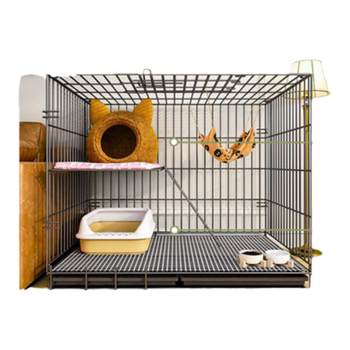 ສັດລ້ຽງ Leguai folding cat cage double layer with toilet home indoor large space small pet cat nest villa kitten