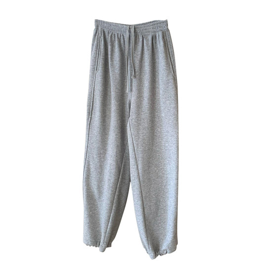 抽绳束脚加绒卫裤女2025冬季韩版宽松休闲运动长裤垂感百搭阔腿裤