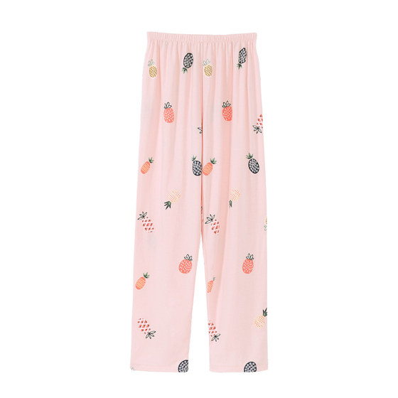 Pure cotton pajamas women's spring and summer trousers thick knitted cotton