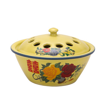 Enamel double happy plate incense burner aromatherapy stove holder incense insert ເຄື່ອງປະດັບ