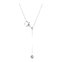 Caibai jewelry platinum PT950 necklace womens new star niche ball pendant tassel clavicle chain chain brand