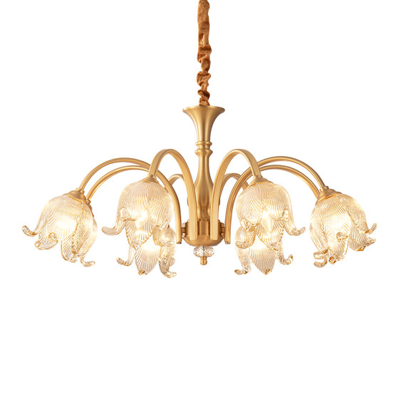 French chandelier living room lamp American light luxury all-copper lamps