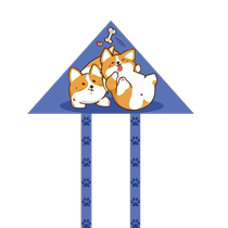 2024 New Adult Handheld Weifang Kite Pet Corgi Drawing Simple Line Wheel Breeze Easy to Fly Kite