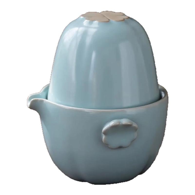 Rushan Mingru Porcelain Sakura Portable Tea Set One Pot Two Cups