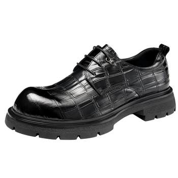 Aokang men's shoes autumn new business formal derby shoes men's low heel thick sole wear-resistant fashion banquet leather shoes