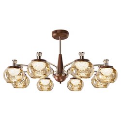 Home French Mid-Century Style Living Room Chandelier 2026 New Model High-End Retro Walnut Color Projection Lamp Hall Main Light