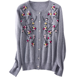 ລະດູໃບໄມ້ປົ່ງ, ດູໃບໄມ້ລົ່ນແລະລະດູໃບໄມ້ປົ່ງຂອງແມ່ຍິງຄົນອັບເດດ: ແບບໃຫມ່ຂອງແມ່ຍິງທີ່ບໍລິສຸດດ້ວຍມື embroidered cashmere knitted cardigan sweater jacket