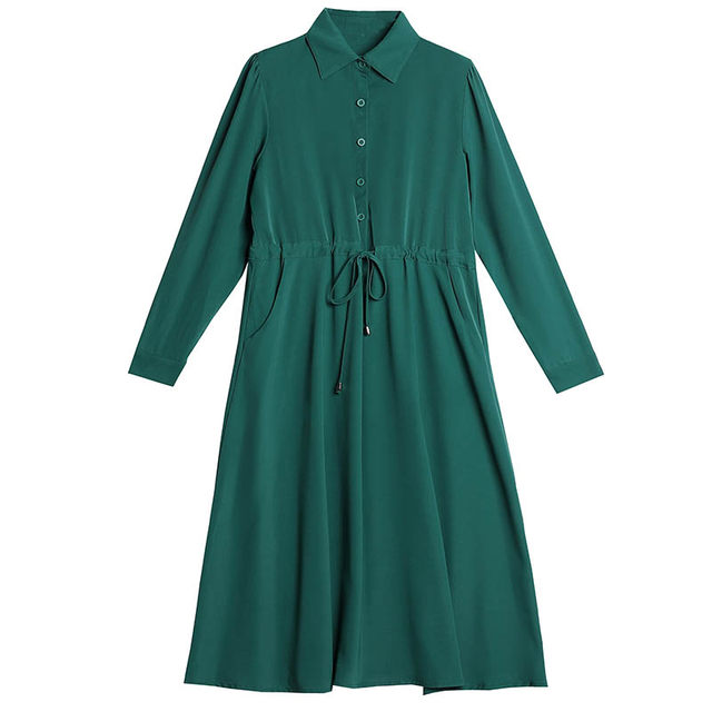 Autumn chiffon long-sleeved dress with slim waist and slim fit