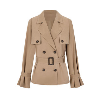Hiimdai silhouette waist-hugging and slimming mid-length trench coat
