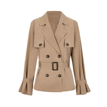 Hiimdai silhouette waist-hugging and slimming mid-length trench coat