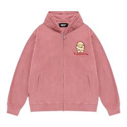 BJHG ພາກຮຽນ spring polar fleece ແບບຊະຊາຍ zipper hooded sweatshirt cardigan ຂອງຜູ້ຊາຍ trendy American heavyweight ເປືອກຫຸ້ມນອກວ່າງ.