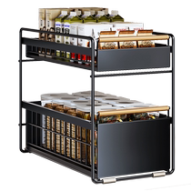 Kitchen sink storage rack pull-out seasoning dishes multi-functional sink storage rack cabinet pull basket layered rack
