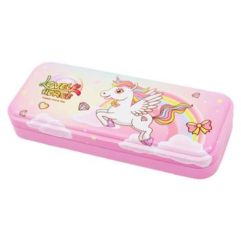 Children's stationery storage box double-layer iron pencil box large capacity primary school student first grade men's stationery box birthday gift