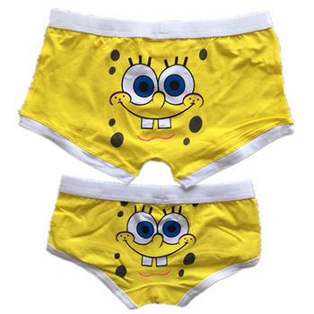 ກາຕູນຄູ່ໃນຊຸດຊັ້ນໃນ SpongeBob SquarePants ຝ້າຍບໍລິສຸດຜູ້ຊາຍແລະແມ່ຍິງງາມ Boxer Personalized underwear ກ່ອງຂອງຂວັນ