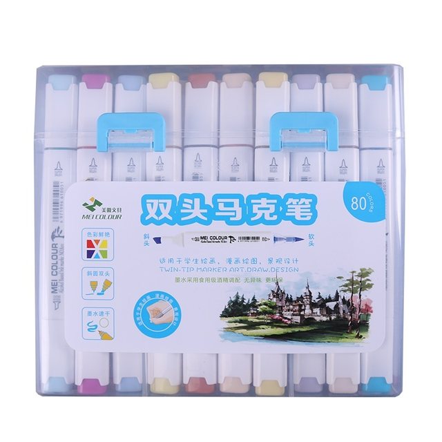 Mekal marker pen 80 colors soft head and hard head double head